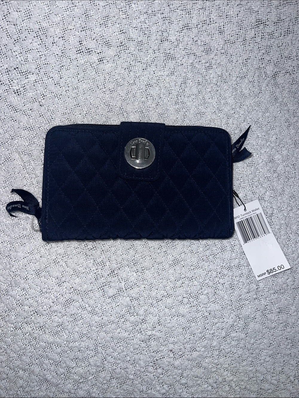 Vera Bradley Quilted Classic Navy RFID Turn-Lock Wallet